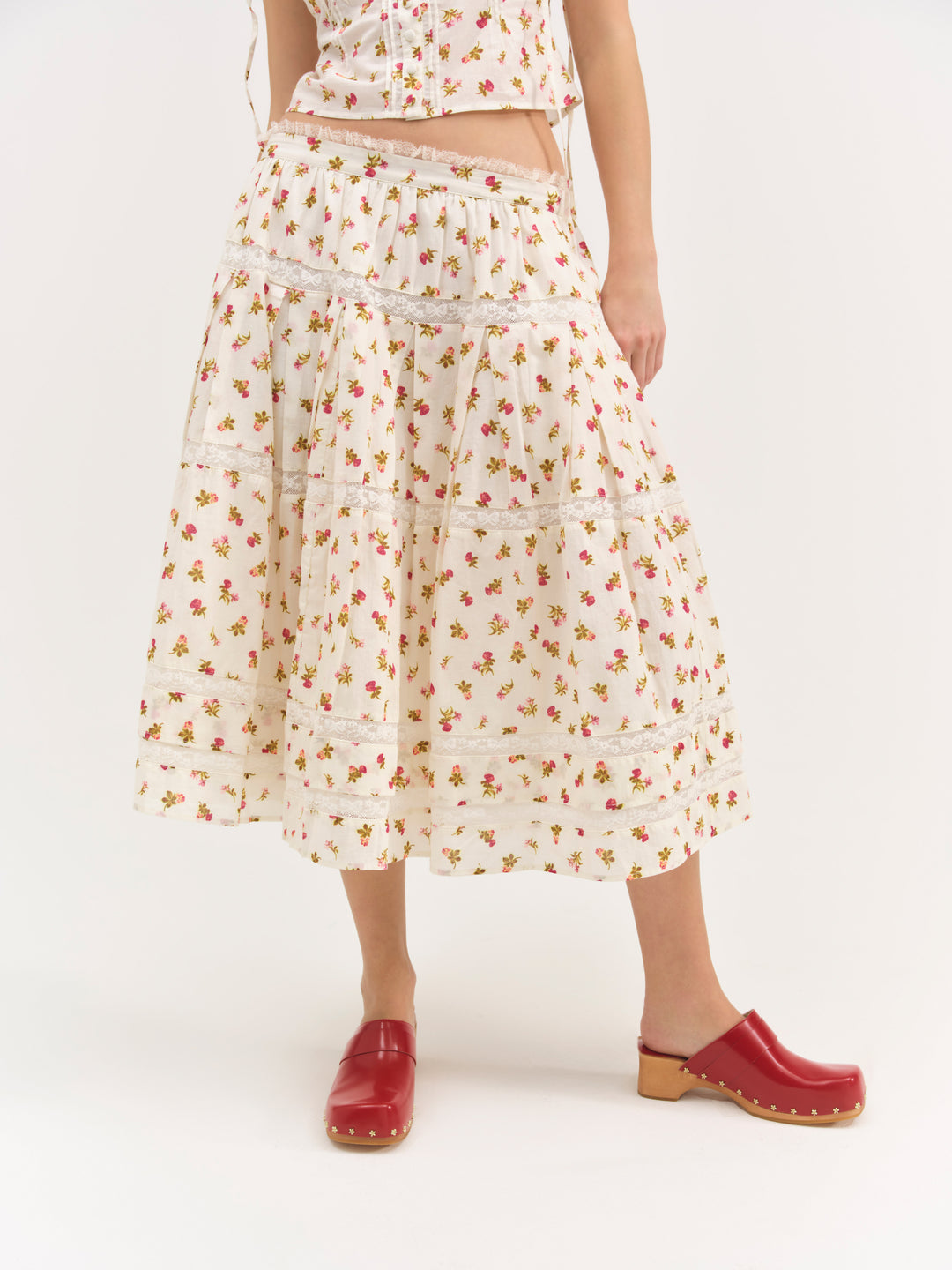 Adahlia Floral Midi Skirt - Cream | For Love and Lemons