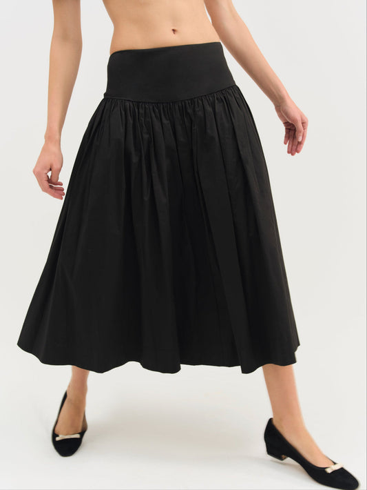Helena Poplin Midi Skirt - Black | For Love and Lemons