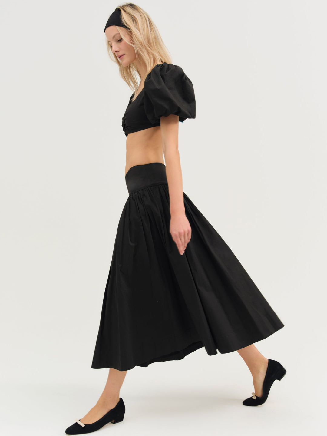 Helena Poplin Midi Skirt - Black | For Love and Lemons
