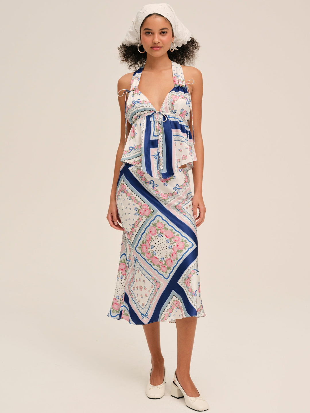 Summer Scarf Midi Skirt - Blue | For Love and Lemons