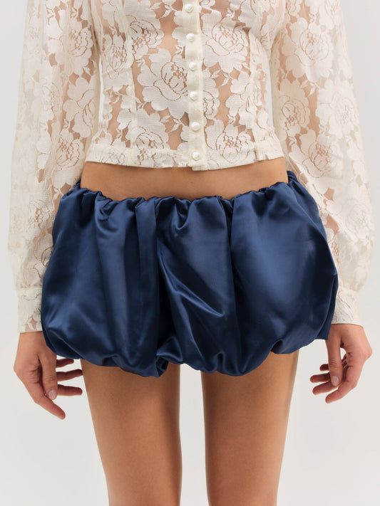 Lena Bubble Mini Skirt - Navy | For Love and Lemons