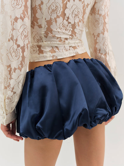 Lena Bubble Mini Skirt - Navy | For Love and Lemons