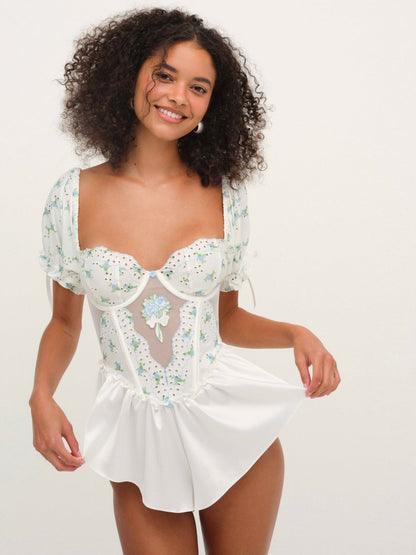 Budding Blossom Sleep Romper - White | For Love and Lemons