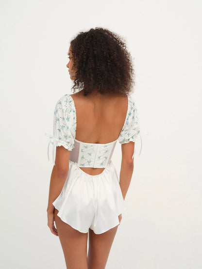 Budding Blossom Sleep Romper - White | For Love and Lemons