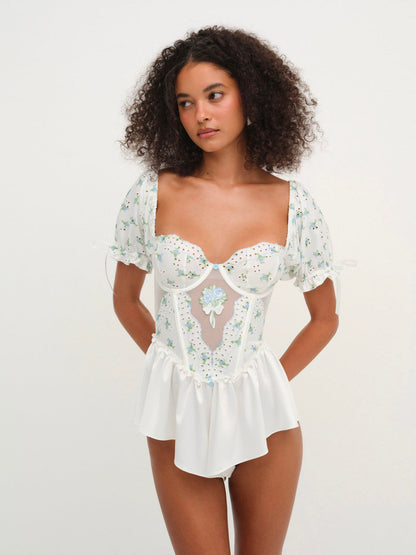 Budding Blossom Sleep Romper - White | For Love and Lemons