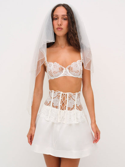 Blushing Blooms Mini Skirt - White | For Love and Lemons
