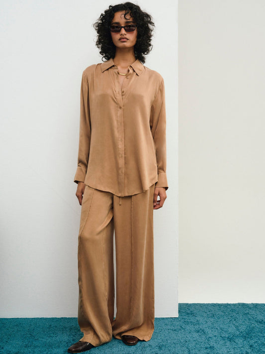 Clarabell Wide-Leg Pant - CAMEL | For Love and Lemons