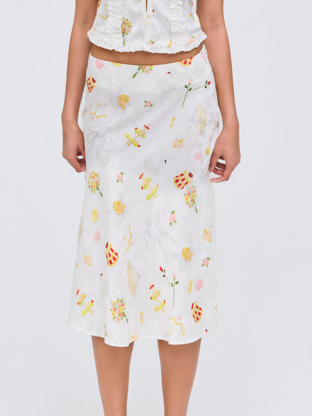 Charlise Midi Skirt - White | For Love and Lemons