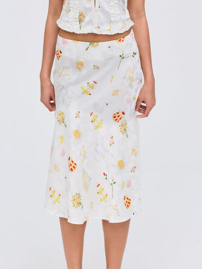 Charlise Midi Skirt - White | For Love and Lemons