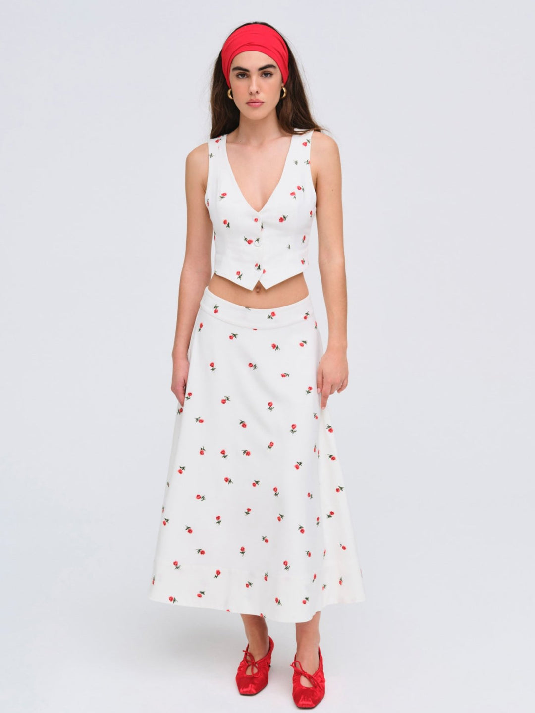 Talia Midi Skirt - Cream | For Love and Lemons