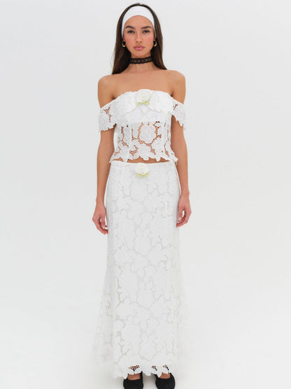 Claudia Maxi Skirt - White | For Love and Lemons
