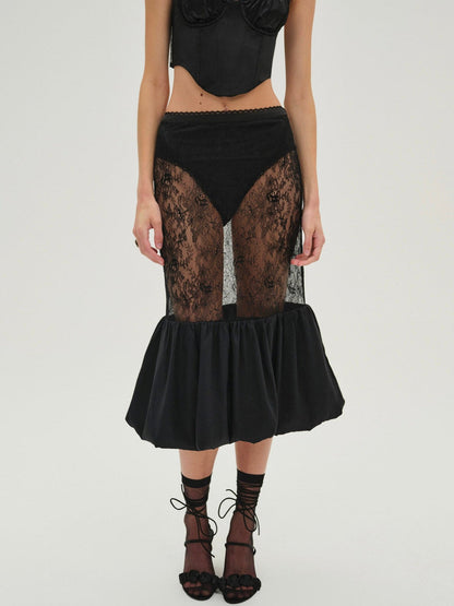 Sugarplum Lace Midi Skirt - Black | For Love and Lemons