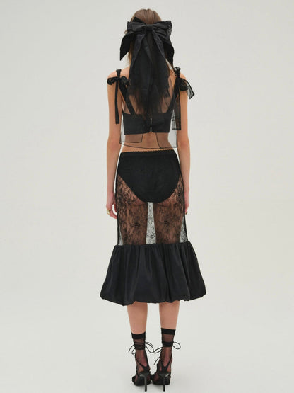 Sugarplum Lace Midi Skirt - Black | For Love and Lemons