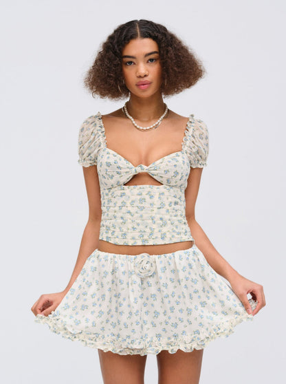 Chateau Mini Skirt - Blue | For Love and Lemons
