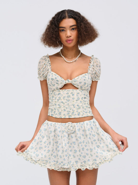 Chateau Mini Skirt - Blue | For Love and Lemons