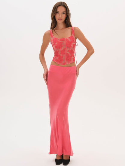 Lena Maxi Skirt - Red | For Love and Lemons