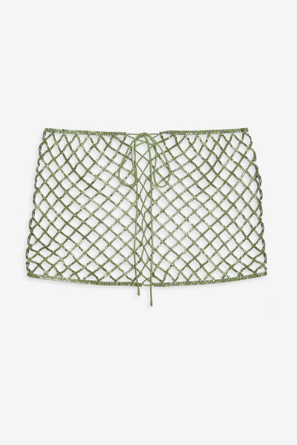 Tulip Grid Rhinestone Skirt - Green | For Love and Lemons