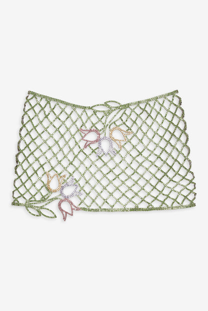 Tulip Grid Rhinestone Skirt - Green | For Love and Lemons