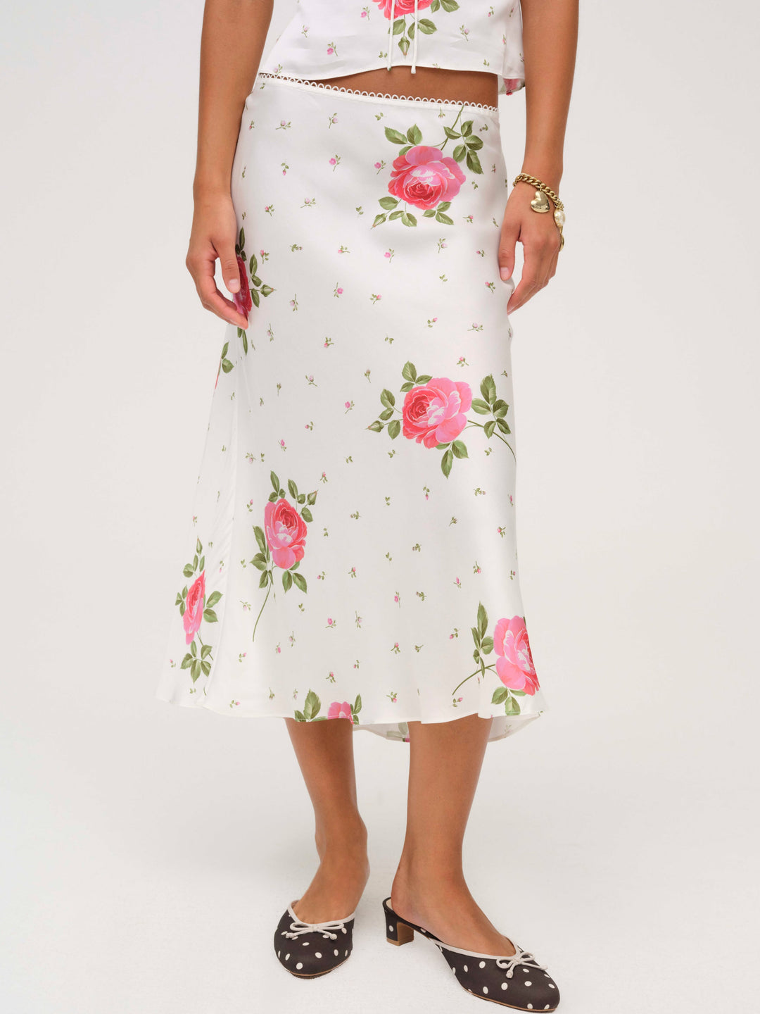 Rosebud Midi Skirt - White | For Love and Lemons