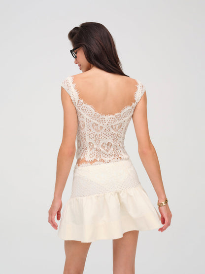 Doily Lace Mini Skirt - Cream | For Love and Lemons