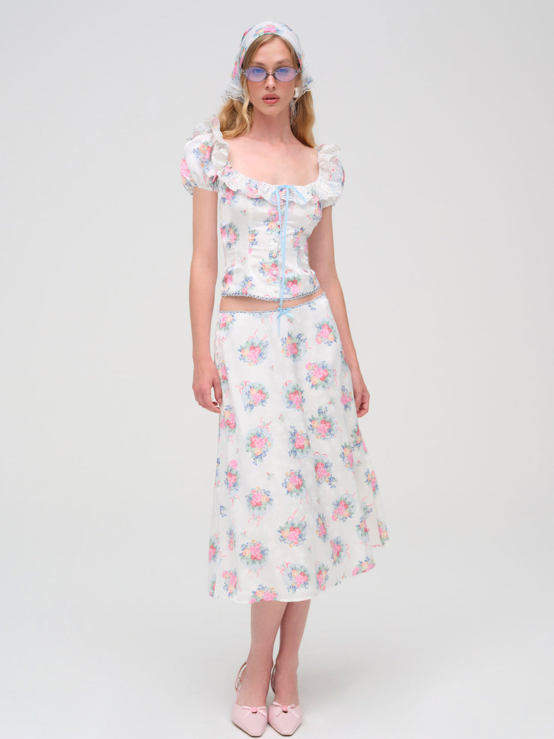 Doily Bouquet Midi Skirt - White | For Love and Lemons