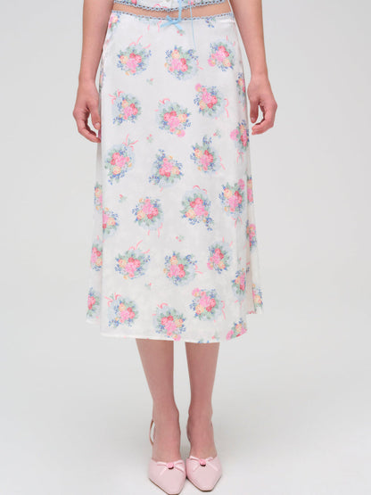 Doily Bouquet Midi Skirt - White | For Love and Lemons