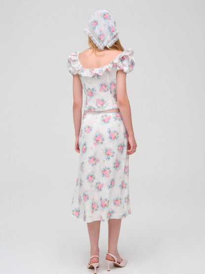 Doily Bouquet Midi Skirt - White | For Love and Lemons