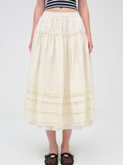 Eyelet Midi Skirt - White | For Love and Lemons