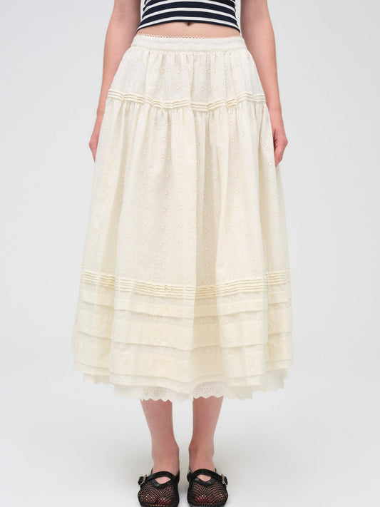 Eyelet Midi Skirt - White | For Love and Lemons