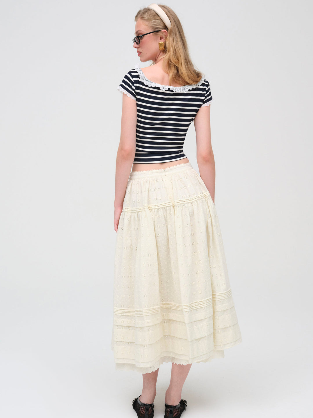 Eyelet Midi Skirt - White | For Love and Lemons