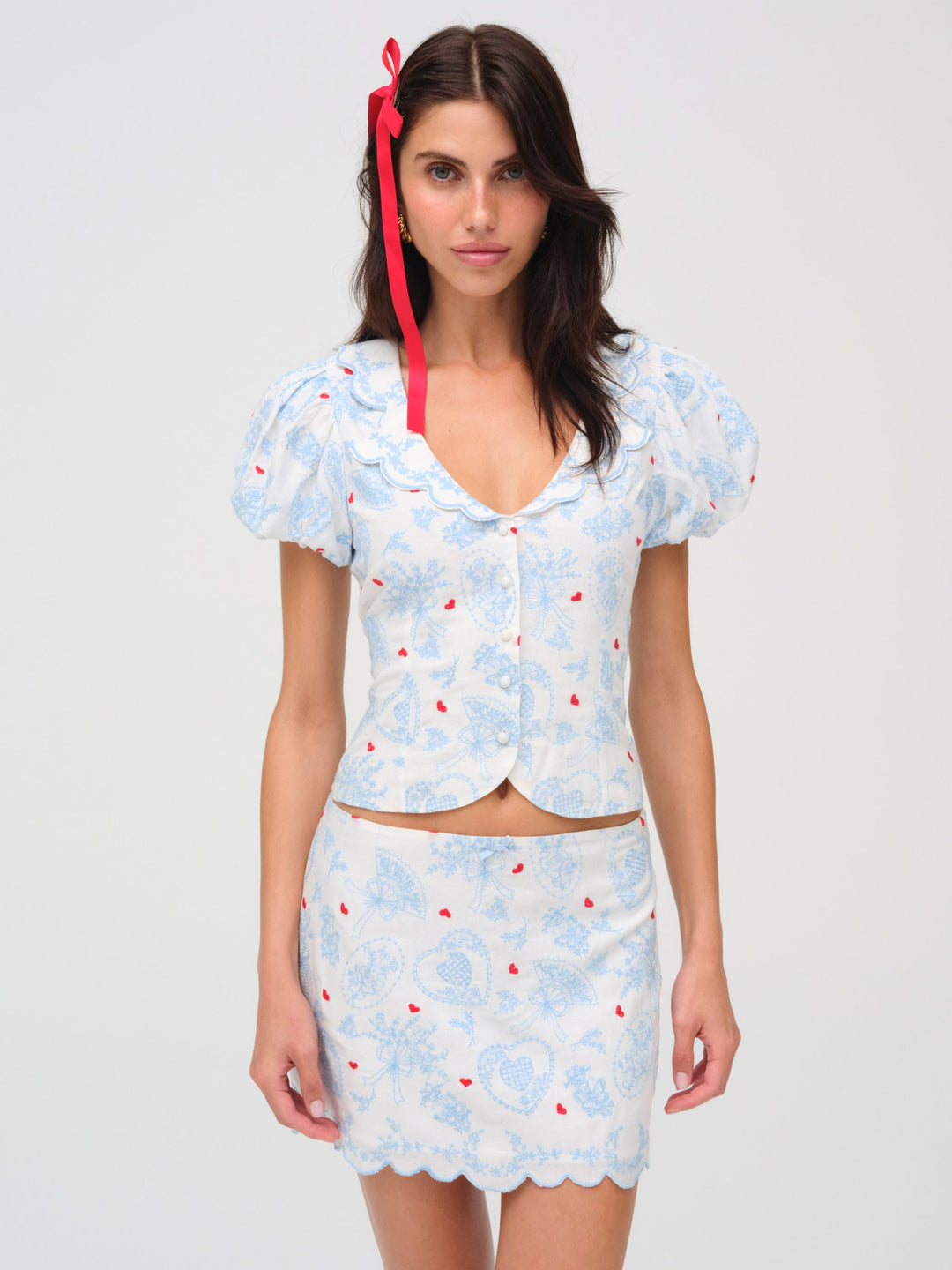 Livia Linen Mini Skirt - White | For Love and Lemons