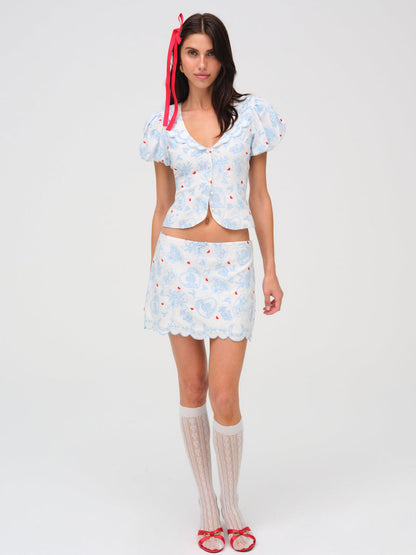 Livia Linen Mini Skirt - White | For Love and Lemons