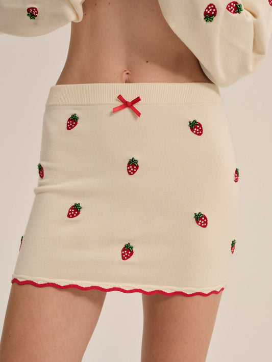 Strawberry Jam Mini Skirt - Cream | For Love and Lemons