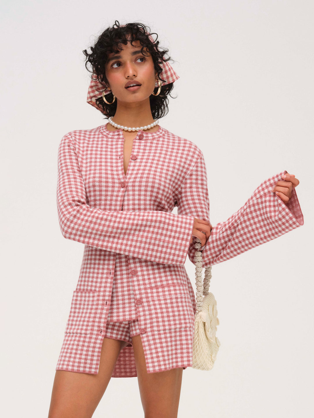 Gingham Knit Skort - Mauve | For Love and Lemons