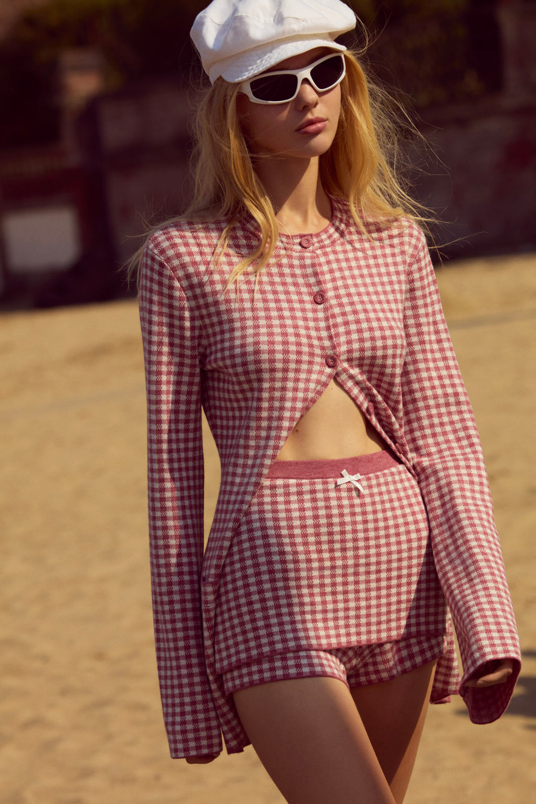 Gingham Knit Skort - Mauve | For Love and Lemons