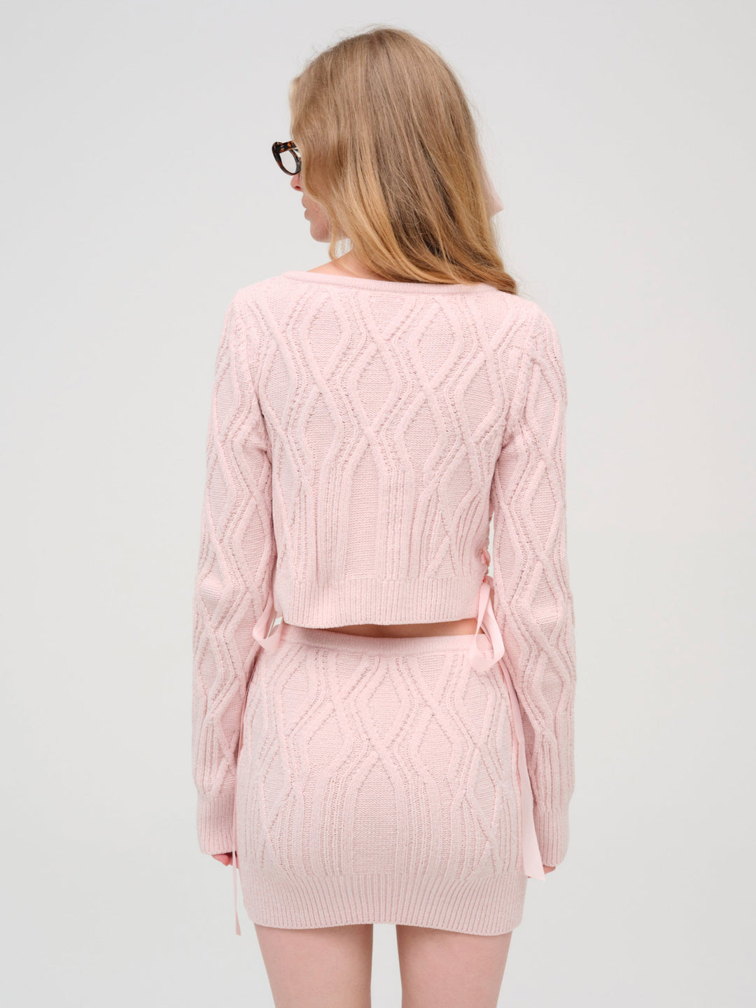 Chenille Cable Knit Mini Skirt - Pink | For Love and Lemons