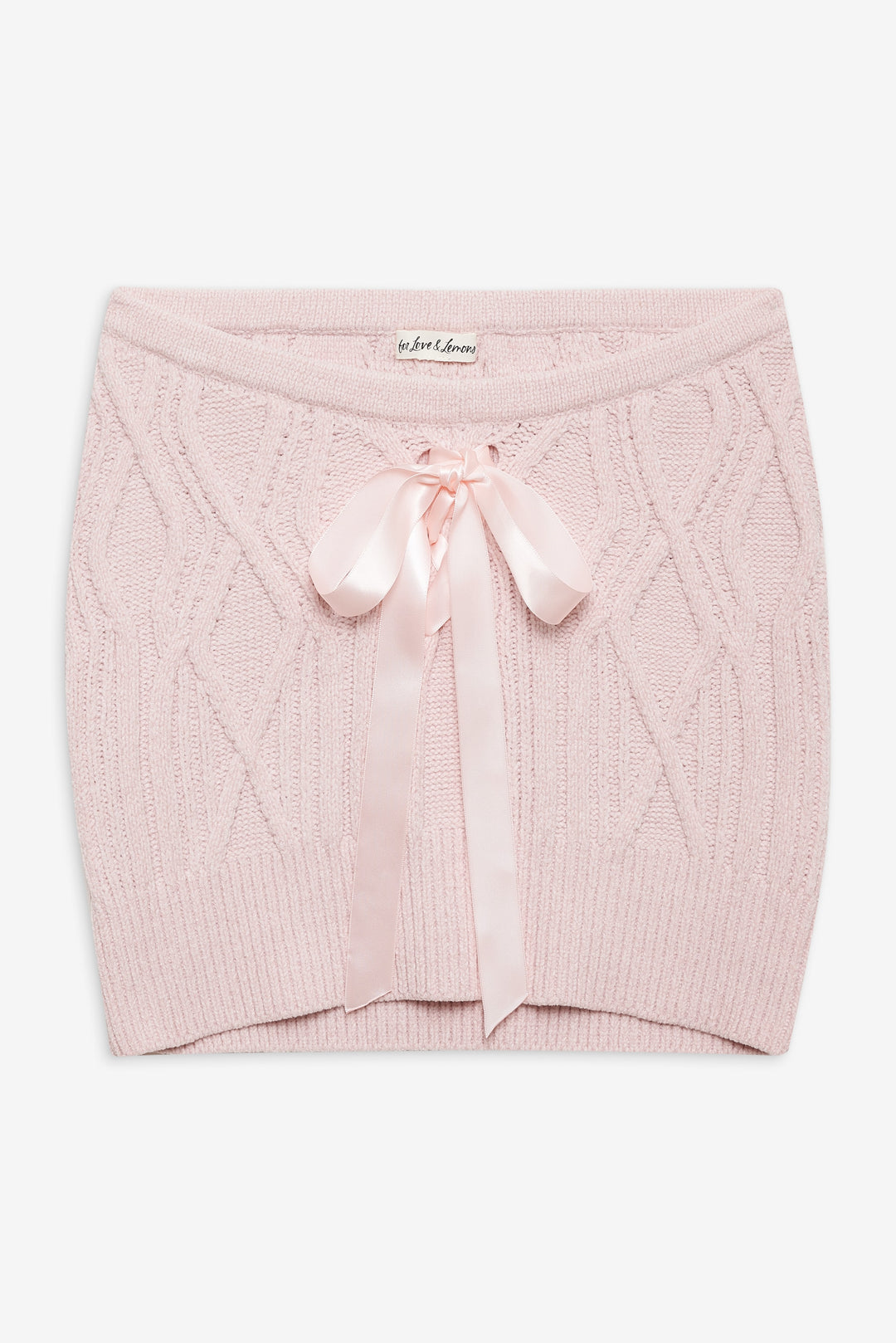 Chenille Cable Knit Mini Skirt - Pink | For Love and Lemons