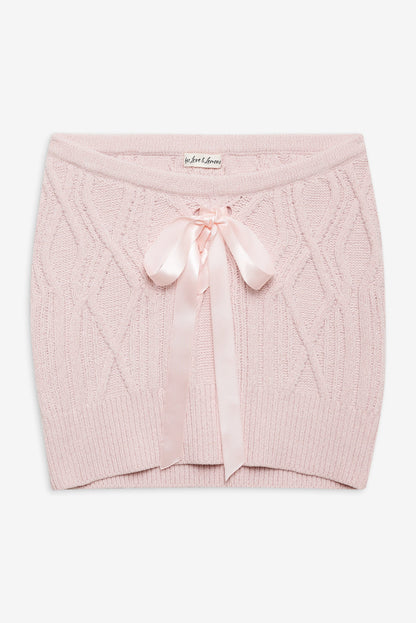 Chenille Cable Knit Mini Skirt - Pink | For Love and Lemons