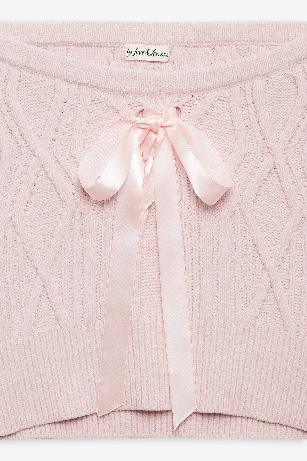 Chenille Cable Knit Mini Skirt - Pink | For Love and Lemons