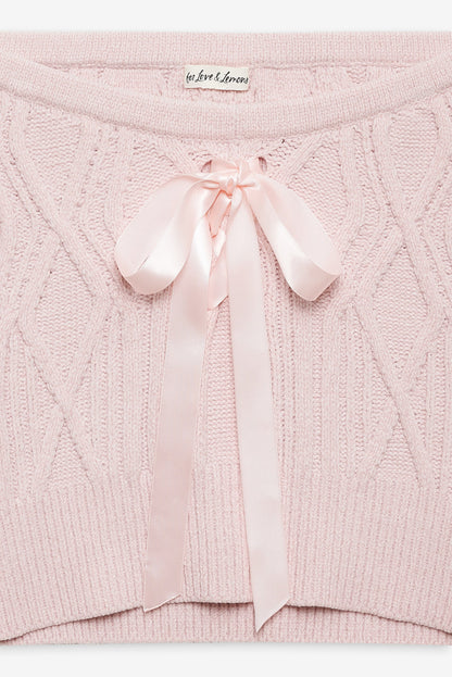 Chenille Cable Knit Mini Skirt - Pink | For Love and Lemons