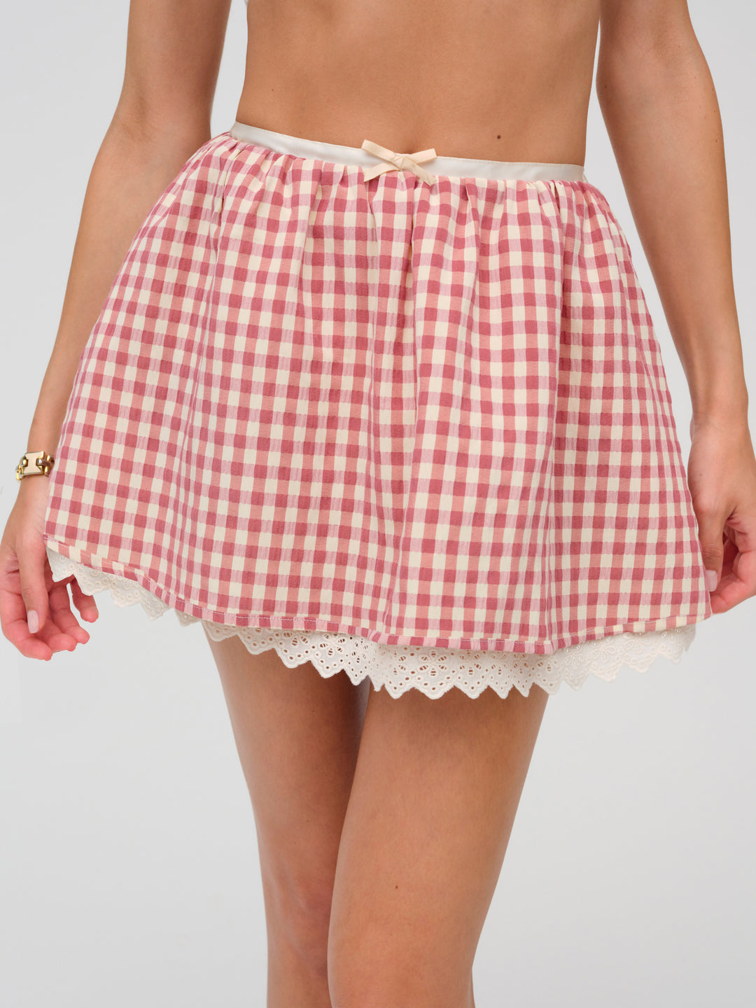 Georgia Gingham Micro Mini Skirt - Mauve | For Love and Lemons
