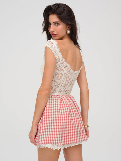 Georgia Gingham Micro Mini Skirt - Mauve | For Love and Lemons