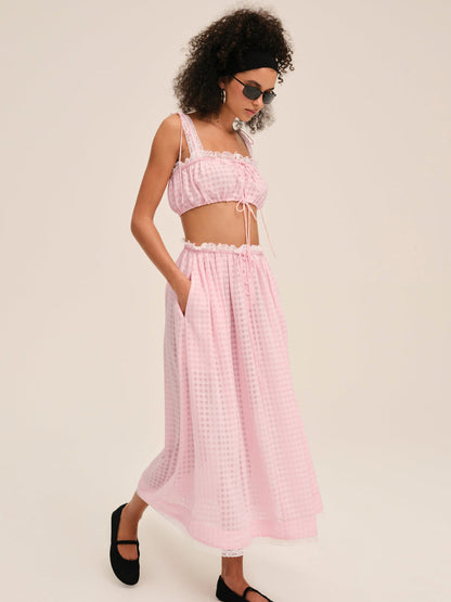 Ginny Gingham Midi Skirt - Pink | For Love and Lemons