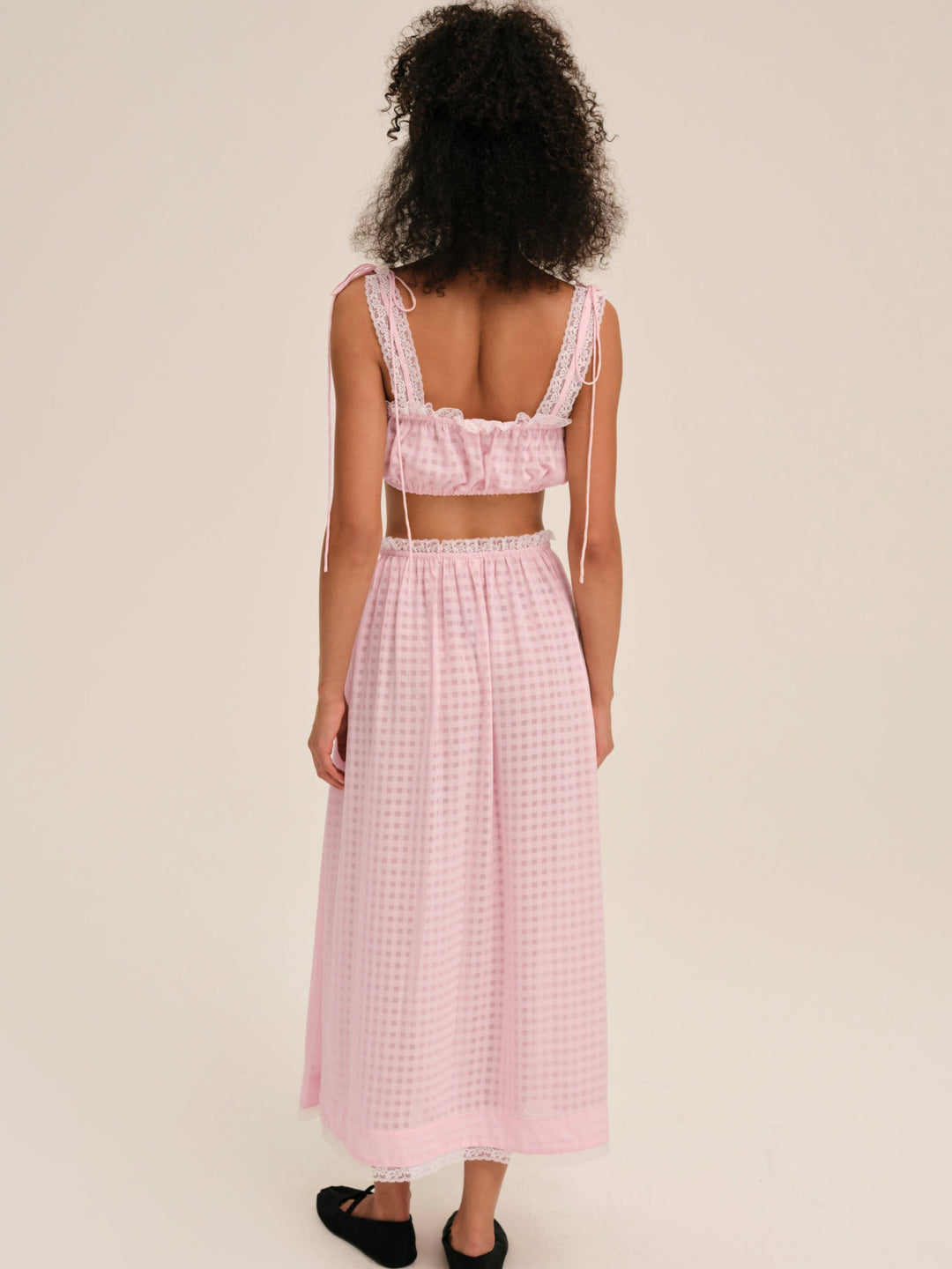 Ginny Gingham Midi Skirt - Pink | For Love and Lemons
