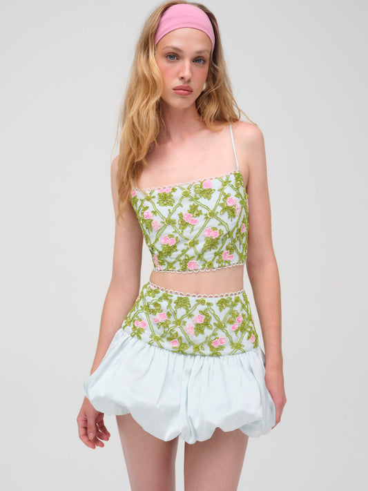 Bridget Beaded Mini Skirt - Blue | For Love and Lemons