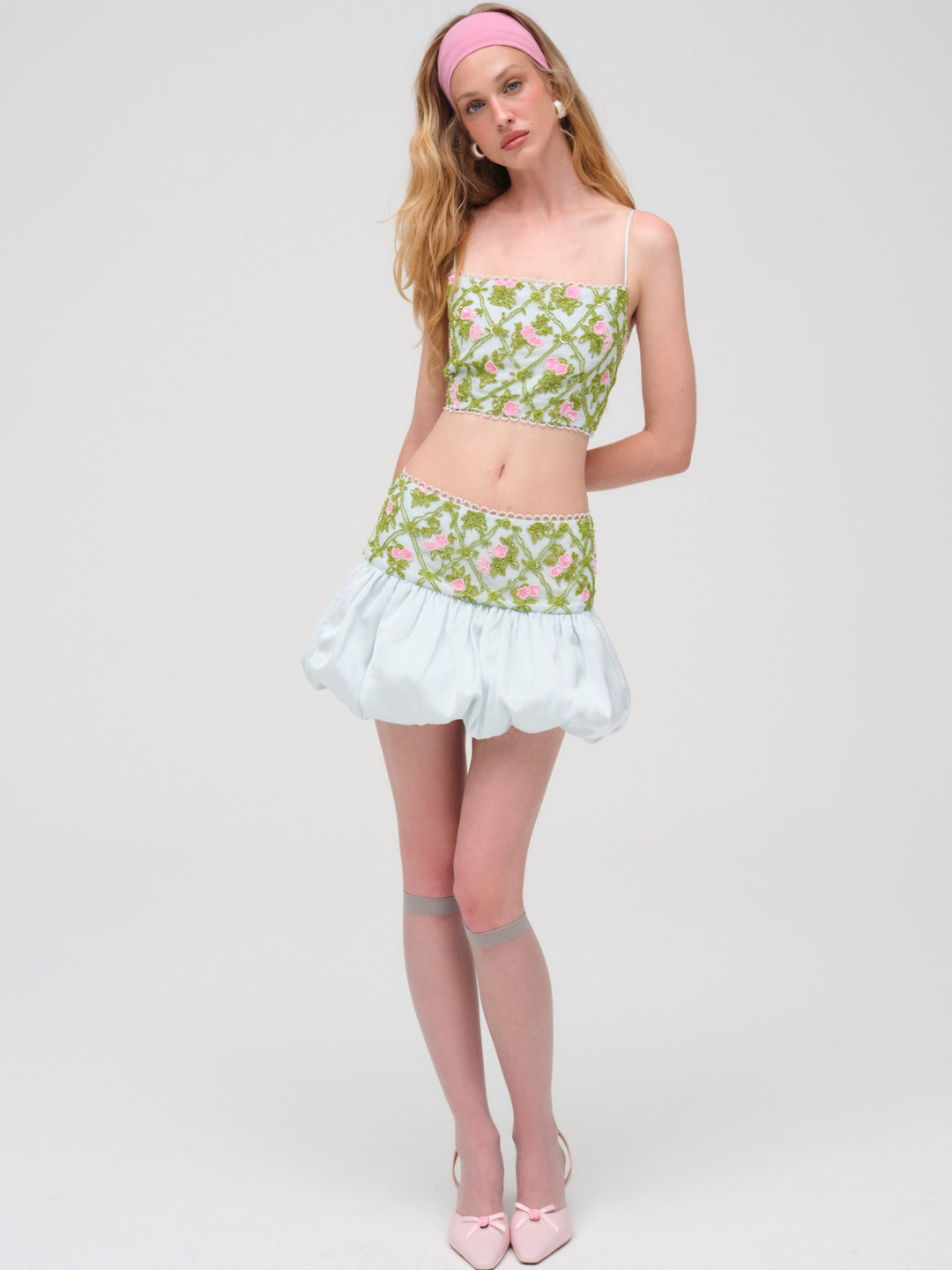 Bridget Beaded Mini Skirt - Blue | For Love and Lemons