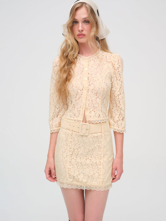 Lucy Lace Mini Skirt - Buttercream | For Love and Lemons