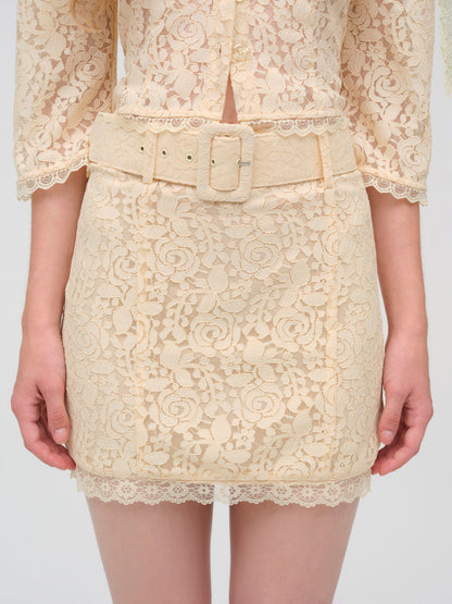 Lucy Lace Mini Skirt - Buttercream | For Love and Lemons