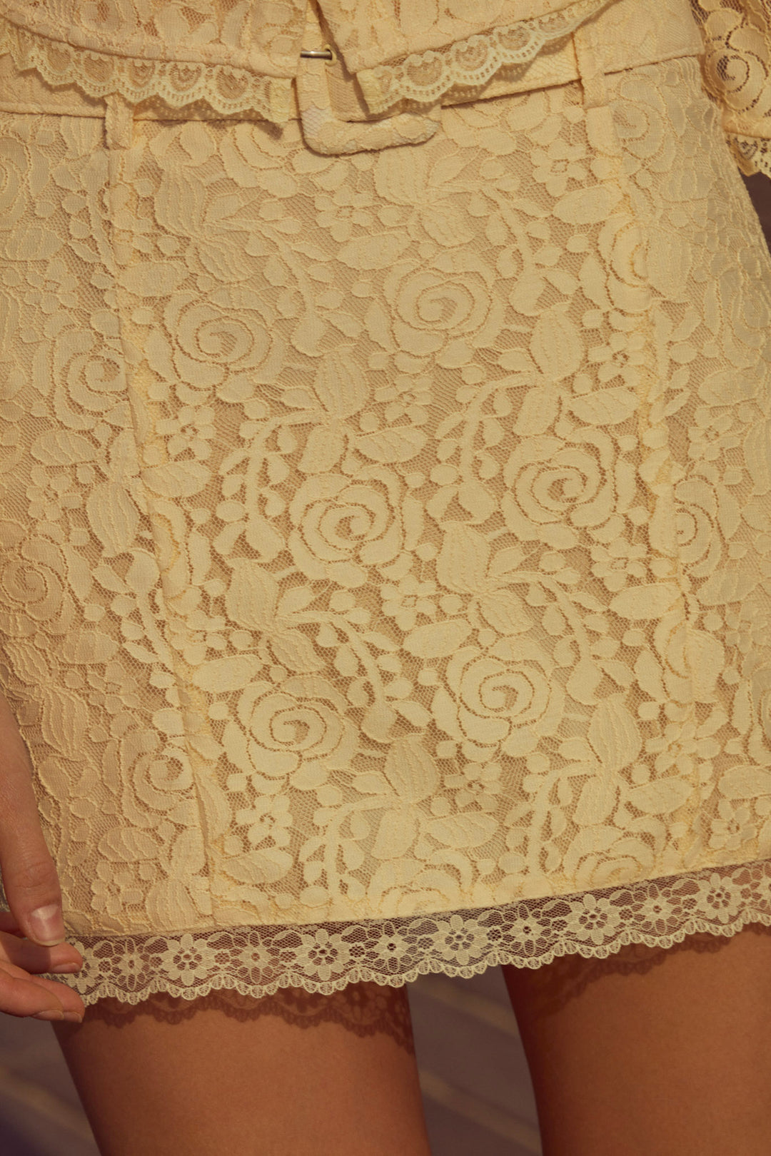 Lucy Lace Mini Skirt - Buttercream | For Love and Lemons