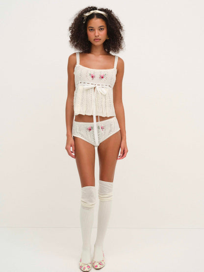 Nathalie Cheeky Panty - White | For Love and Lemons